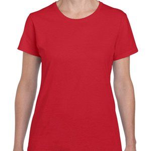 Gildan Small Red 100% heavy Cotton Crewneck Classiccore T-Shirt for Women